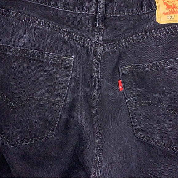 33x31 Levis 501 Black Jeans Black Cotton Pants Rockabilly Punk Goth - Picture 9 of 14